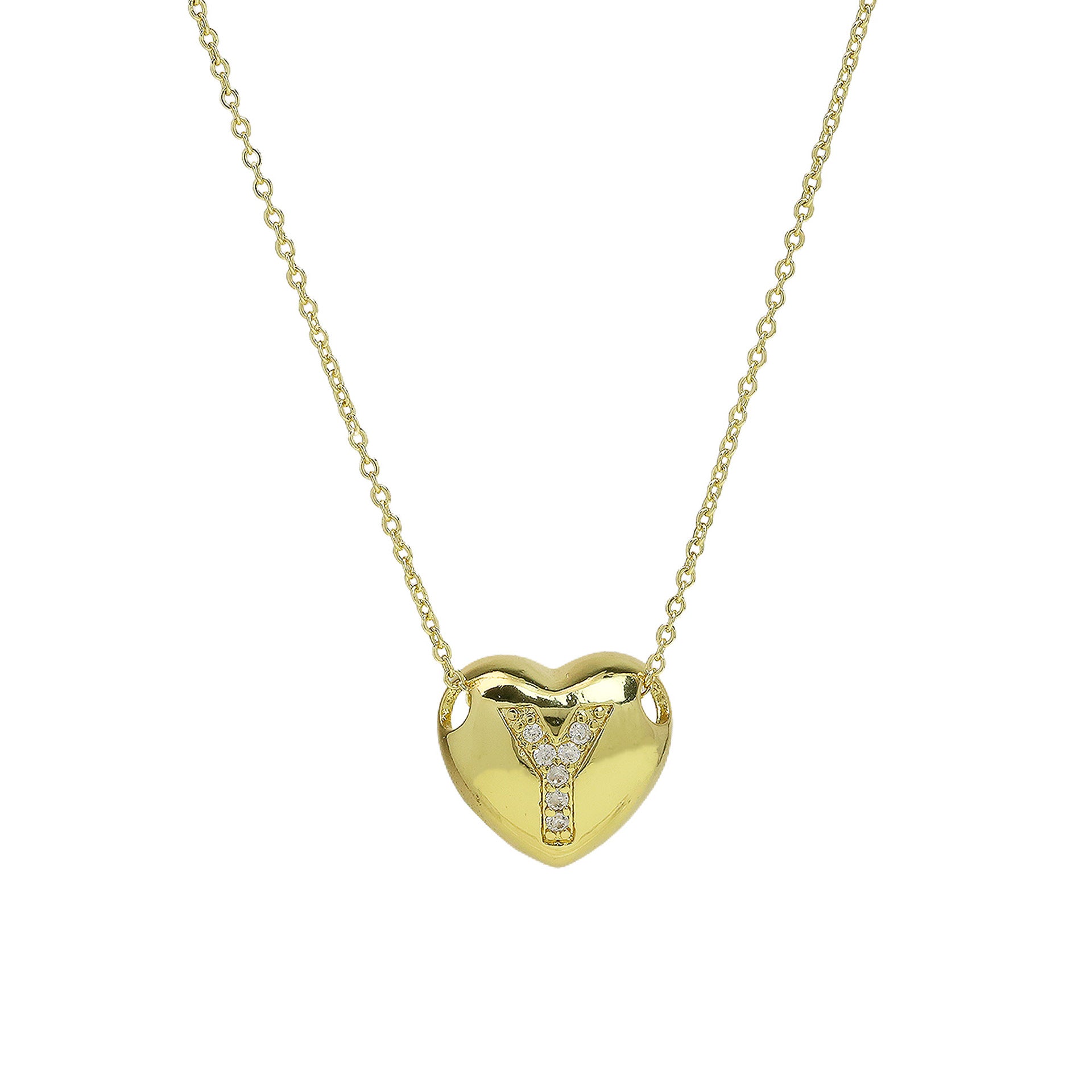 Una Heart Initial Necklace - Letter Y [4YLZNFP9]