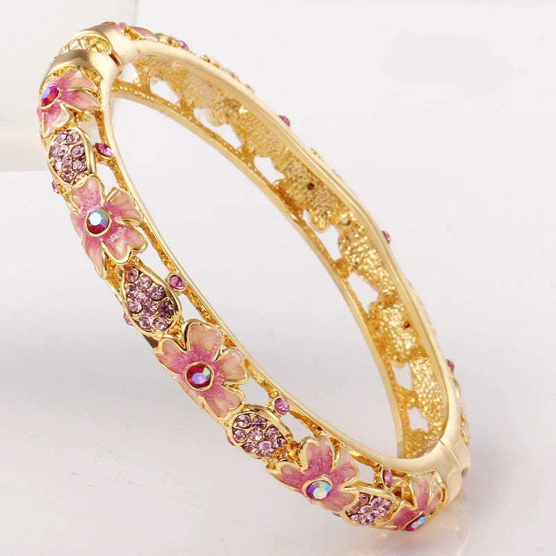 Joanne Filigree Crystal Bangle - Pink