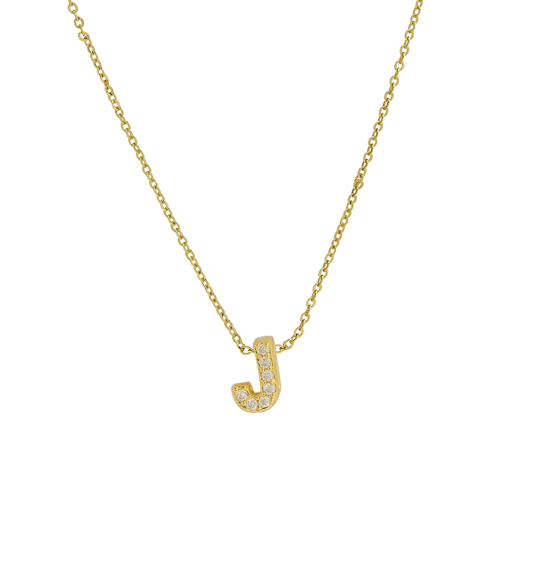 Caelynn Zircon Initial Necklace - J [6C5P8NUW]