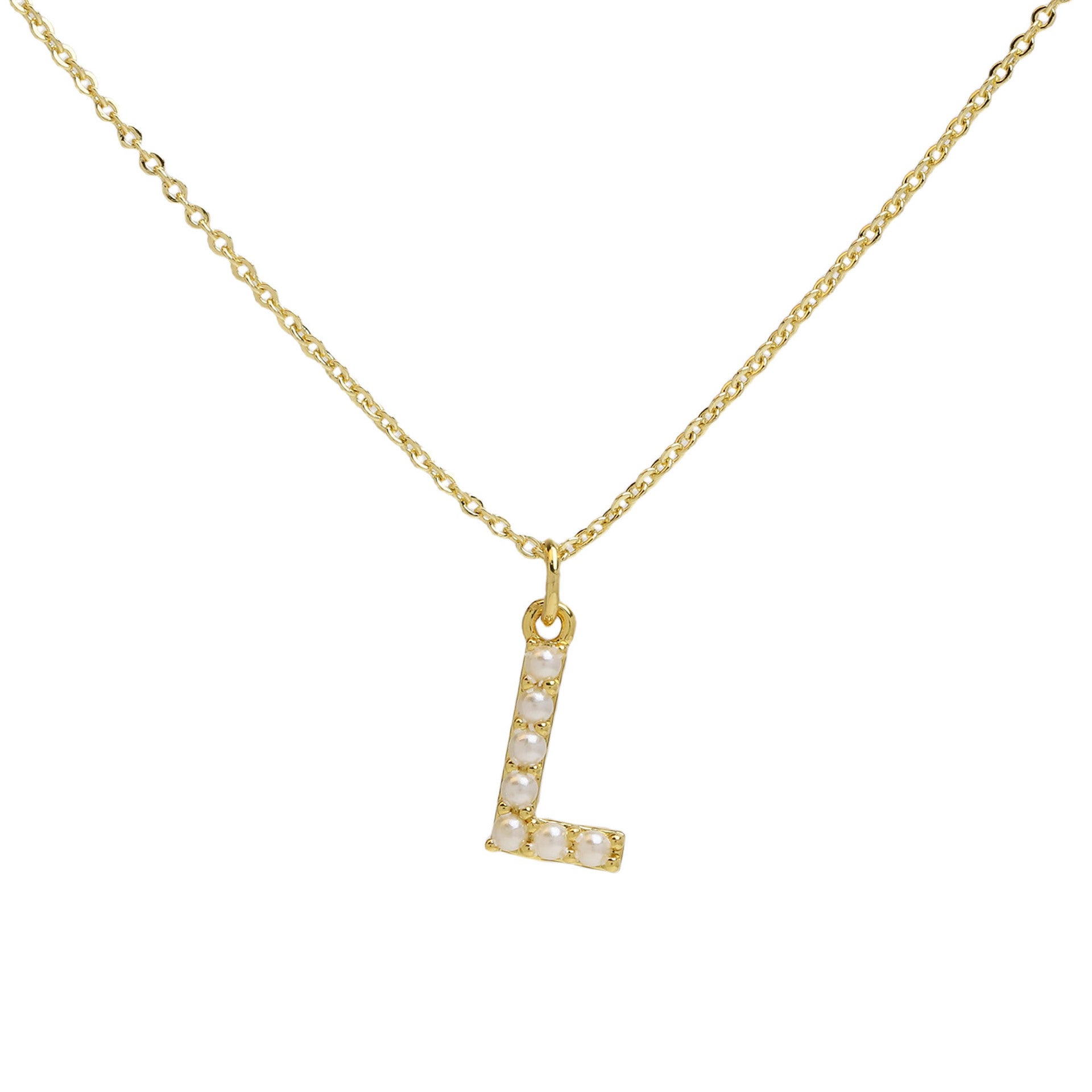 Ayaana Pearl Initial Necklace - Initial L [RHF8QPGY]