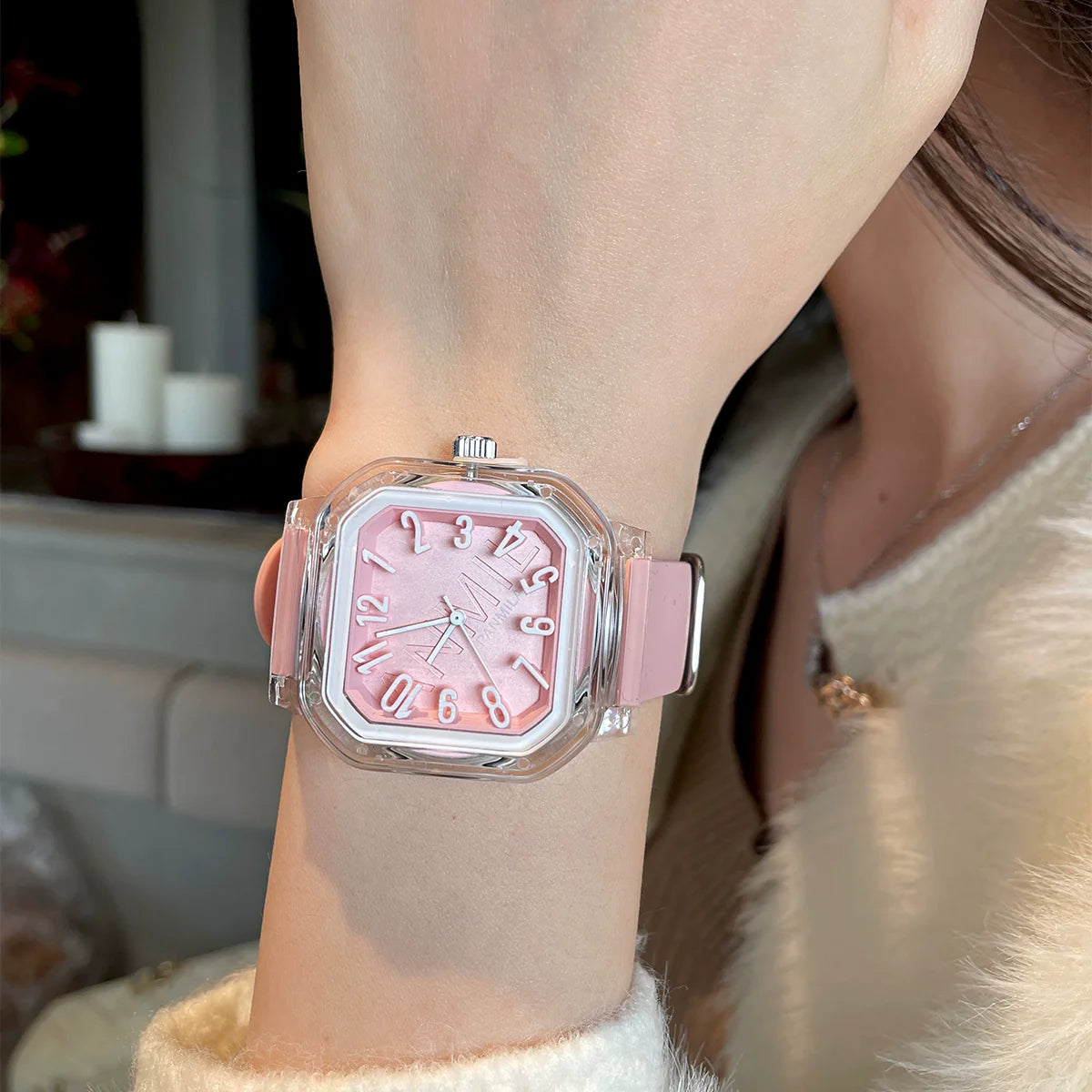 Aitanna Sleek Square Watch - Cherry Blossom Pink