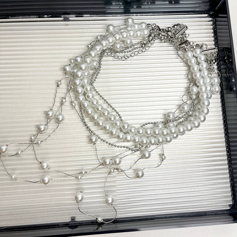 Kynleigh Layered Pearl Necklace - Multi-layered Pearl Necklace [50V8XVNQ]