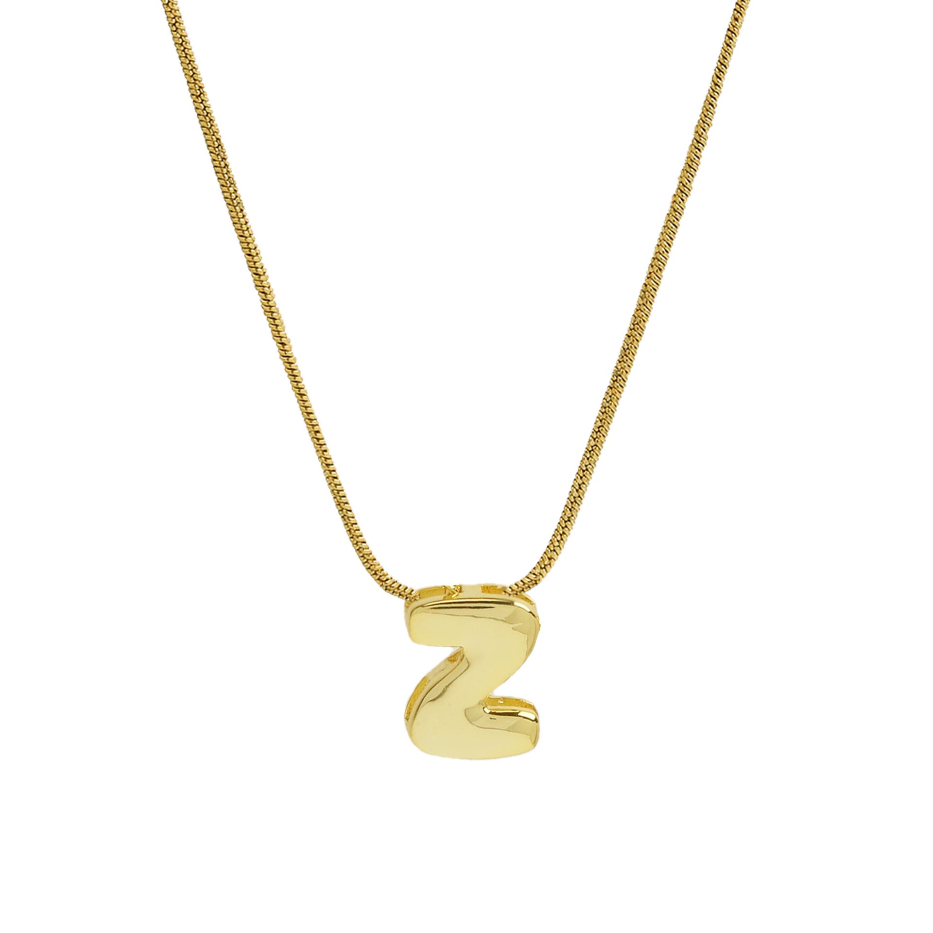 Hallie Initial Snake Chain Necklace - Z Letter Necklace [KH0P68H1]