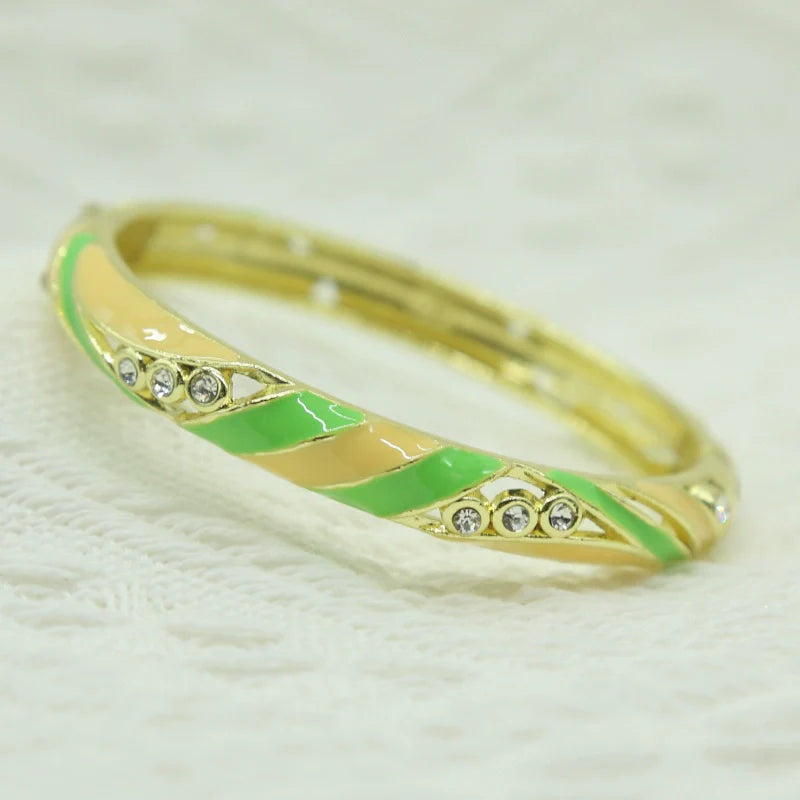 Janice Floral Enamel Bangle - Apricot Yellow