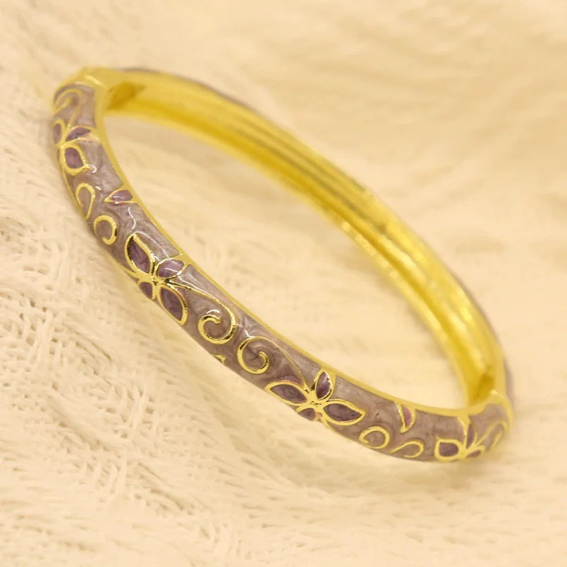 Xaria Clover Enamel Bangle - Purple
