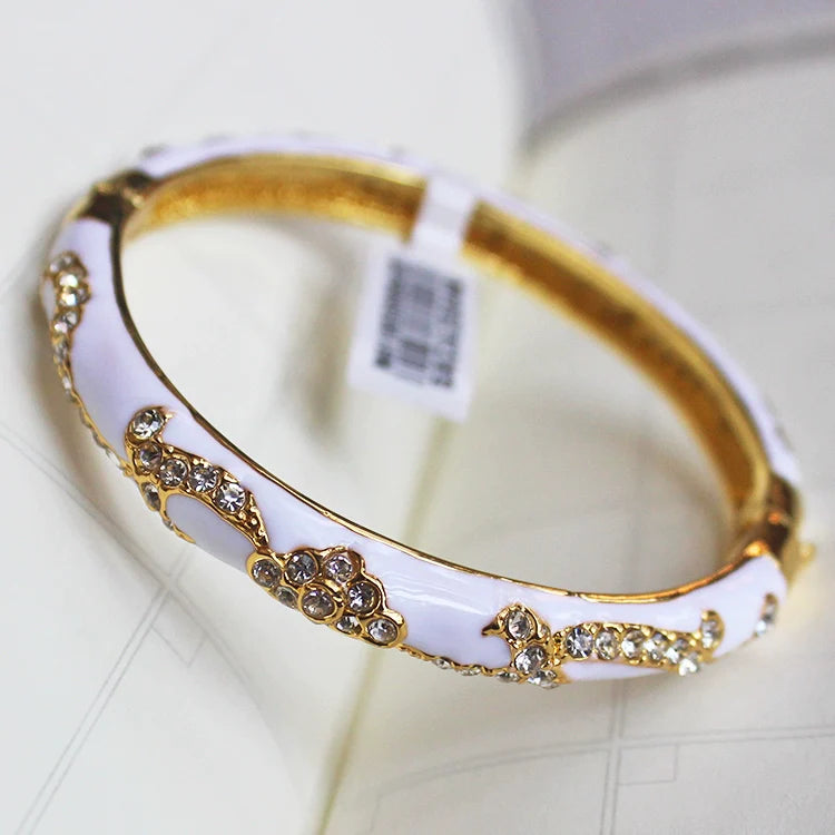 Makennah Cloisonne Enamel Cuff - White