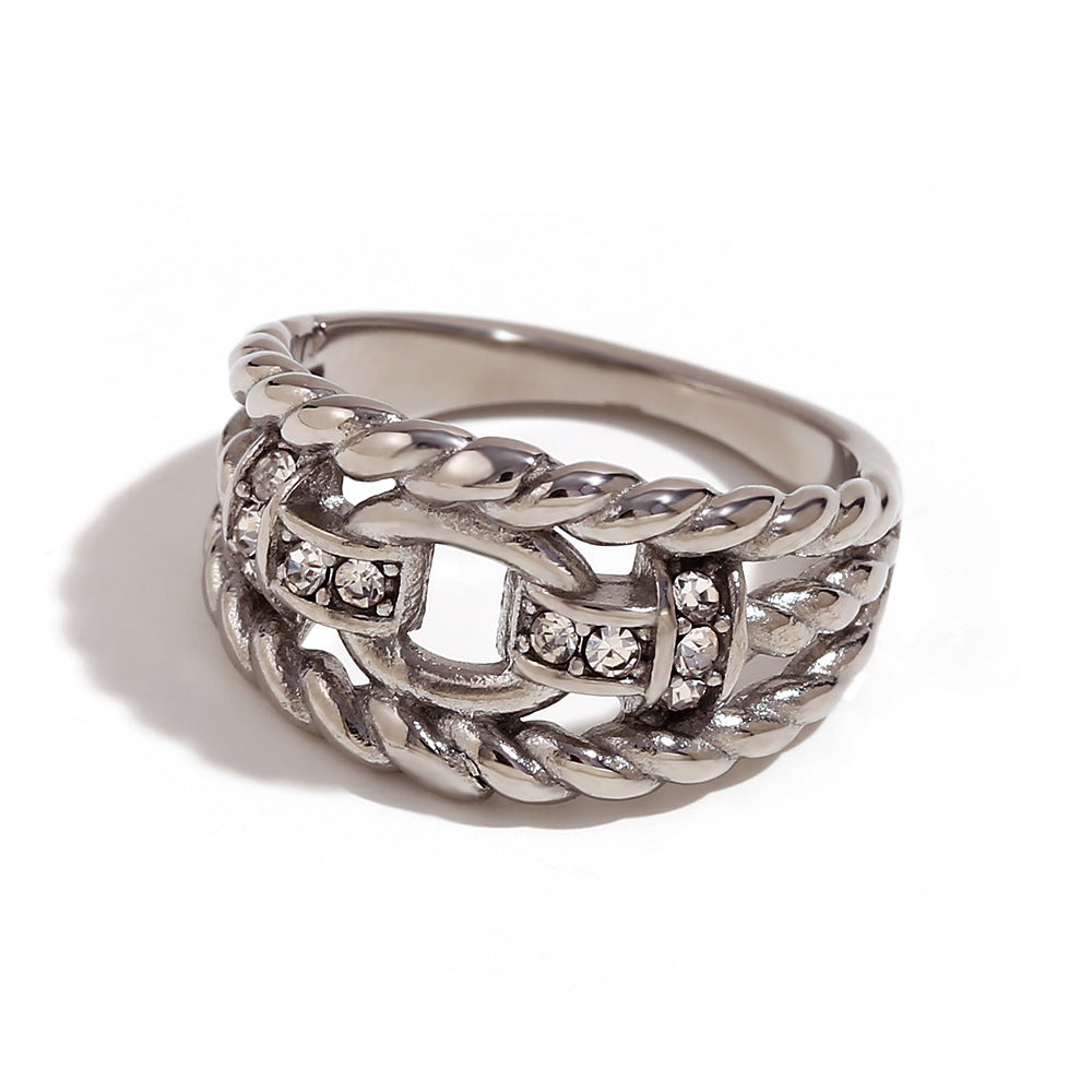 Avri Geometric Ring Collection - O-Geometric Twisted Hollow Ring - Silver - Size 6 [0578IEMF]