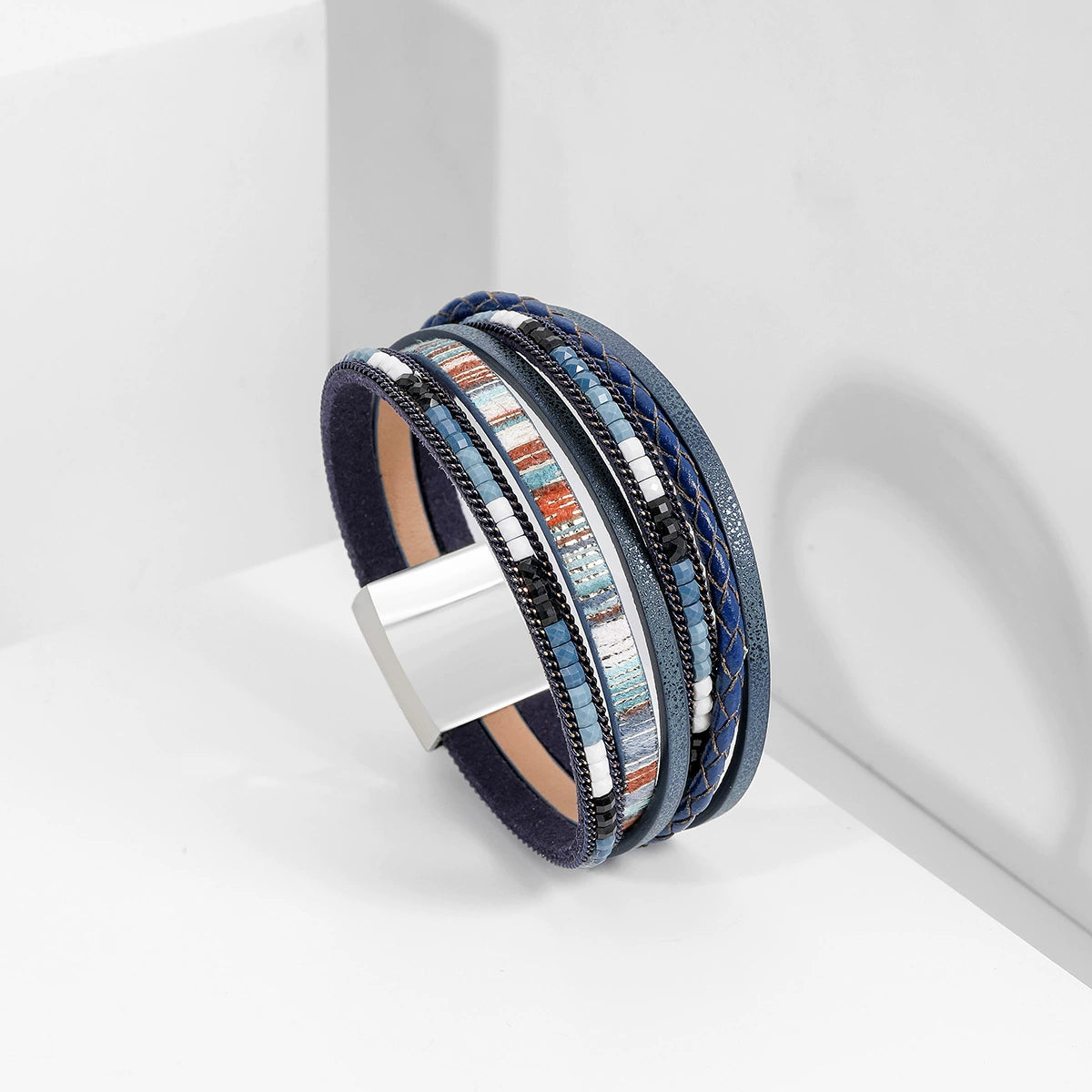 Georgia Woven Leather Bracelet - Dark Blue [8TY8L8CJ]
