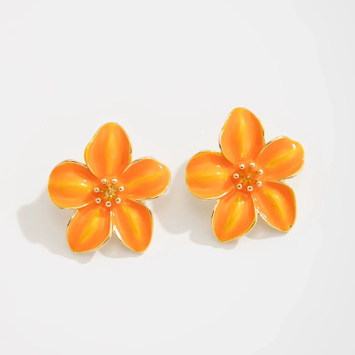 Anny Petal Bloom Stud Earrings - Orange