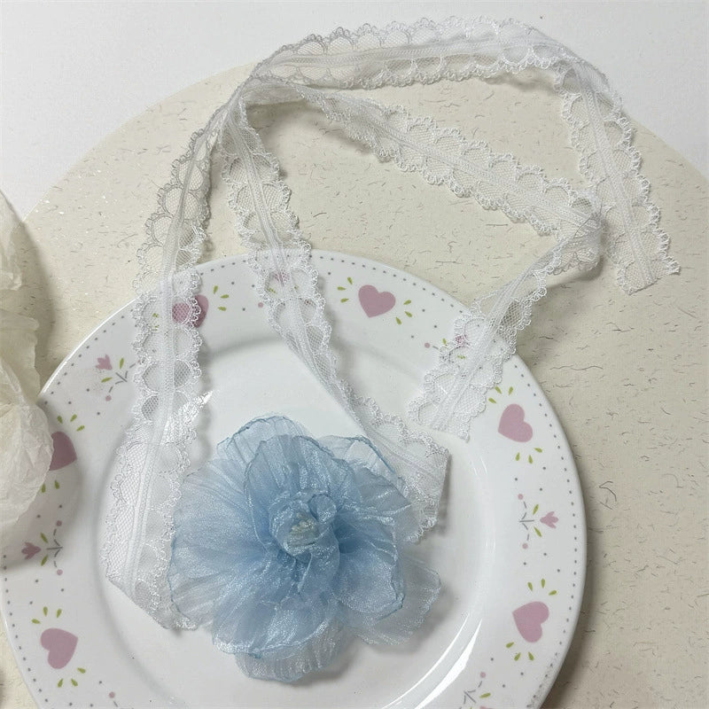 Adair Lace Camellia Choker - Blue [MMQNCETQ]