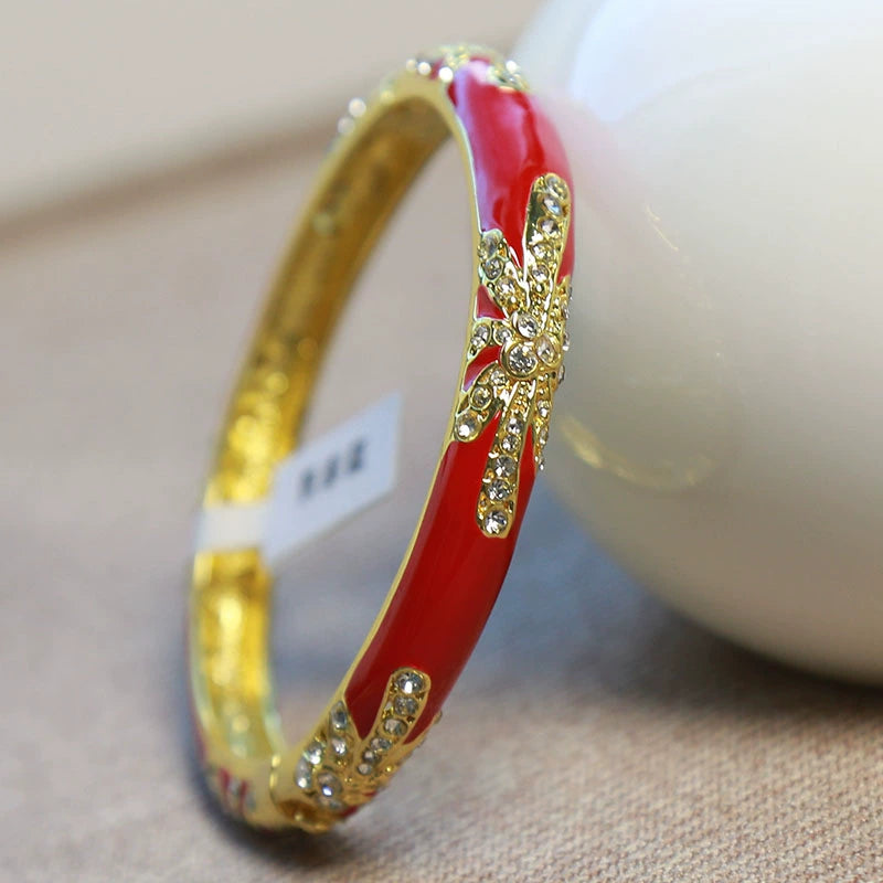 Kyanna Diamond Cloisonné Bracelet - Red (5.6cm) [U03ZVWH4]