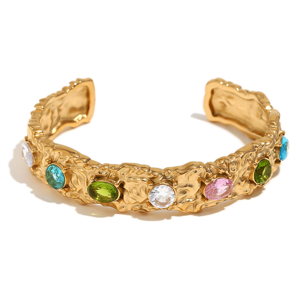 Graciella Cast Diamond Collection - Irregular Iridescent Diamond Bracelet - Gold [NRCXXDI2]