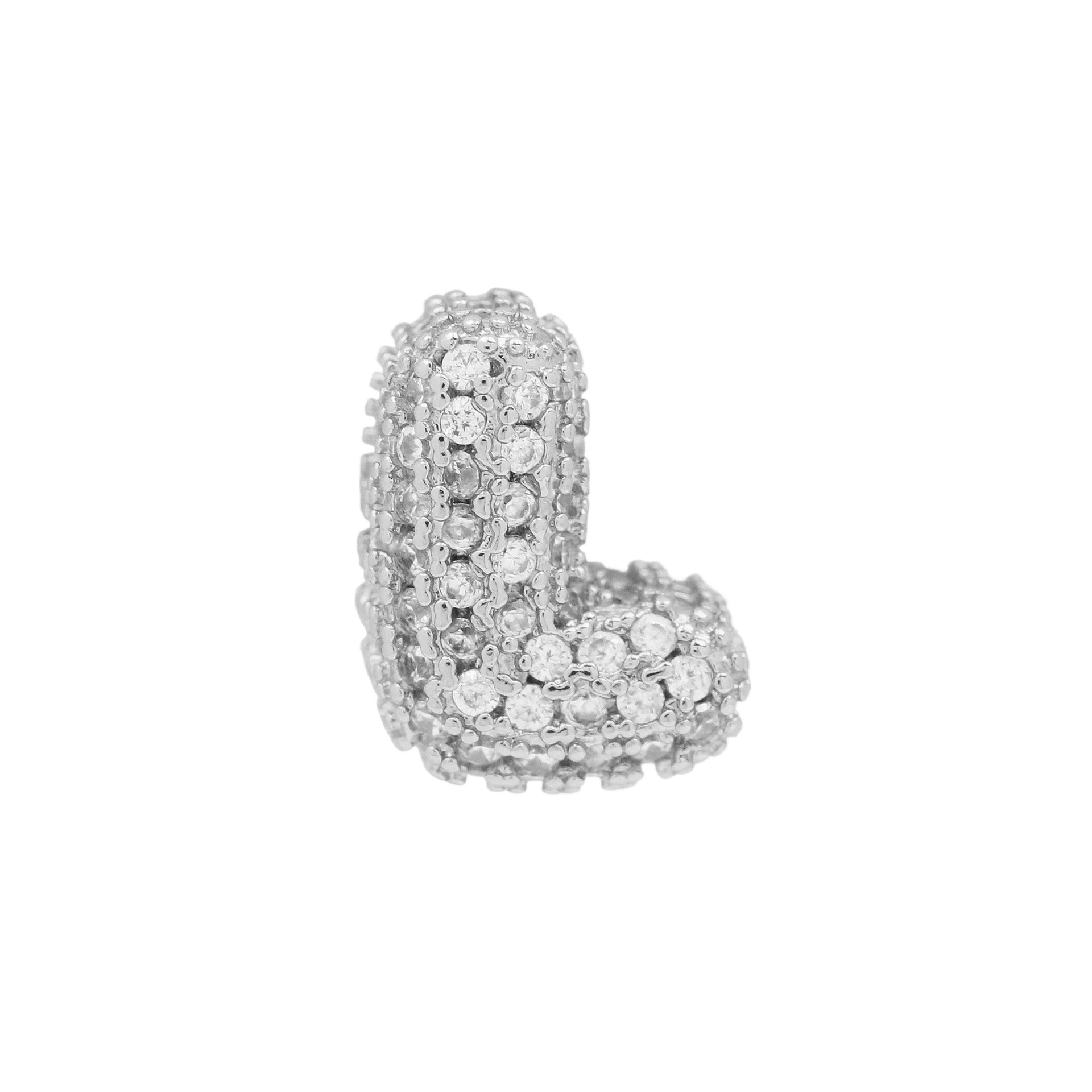 Jehlani Zircon Bubble Letter Necklace - Silver L Pendant [CTLUIV9P]