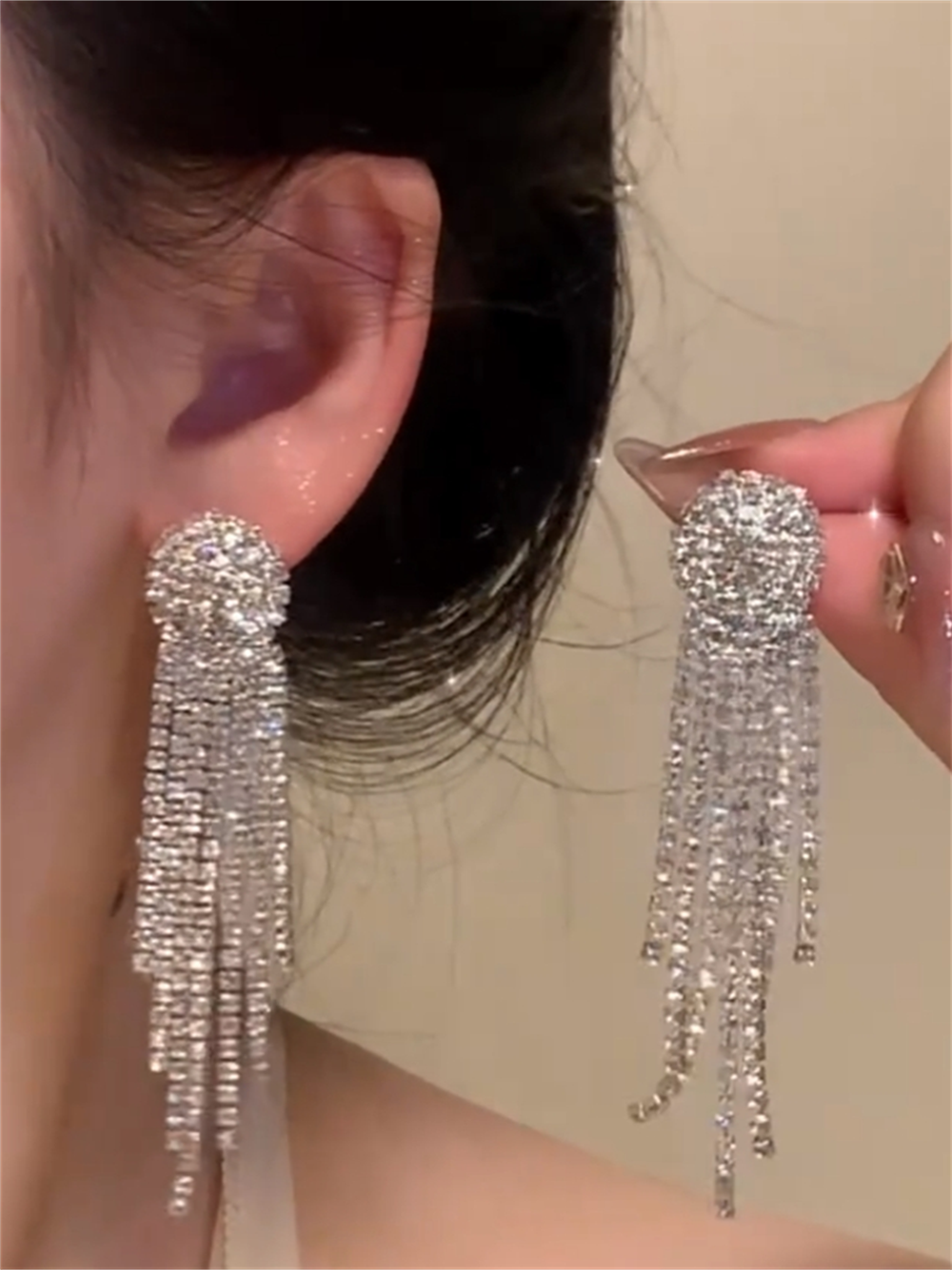 Eleanora Dazzling Tassel Earrings - Silver Plated