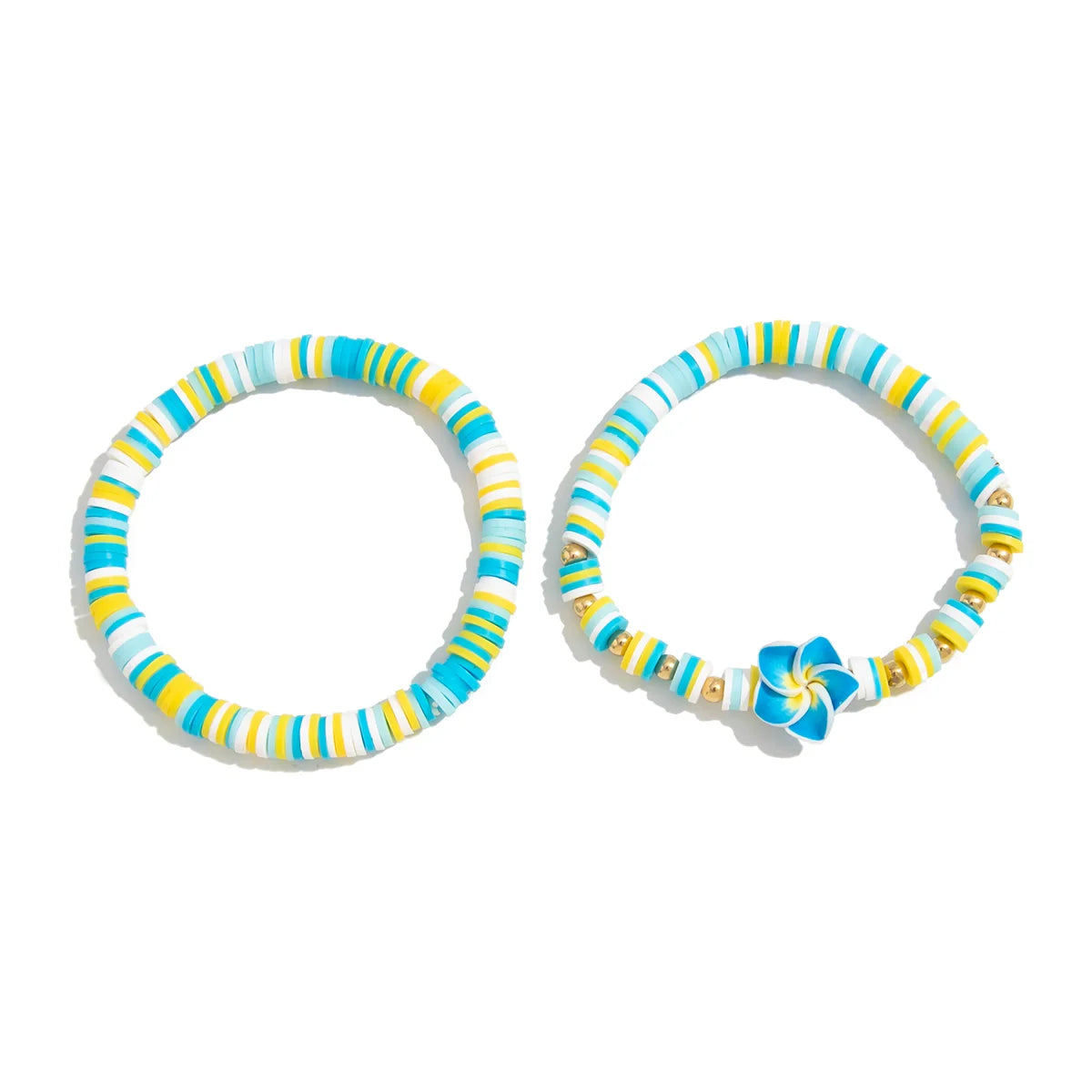 Oumou Plumeria Bead Bracelet Set - Blue