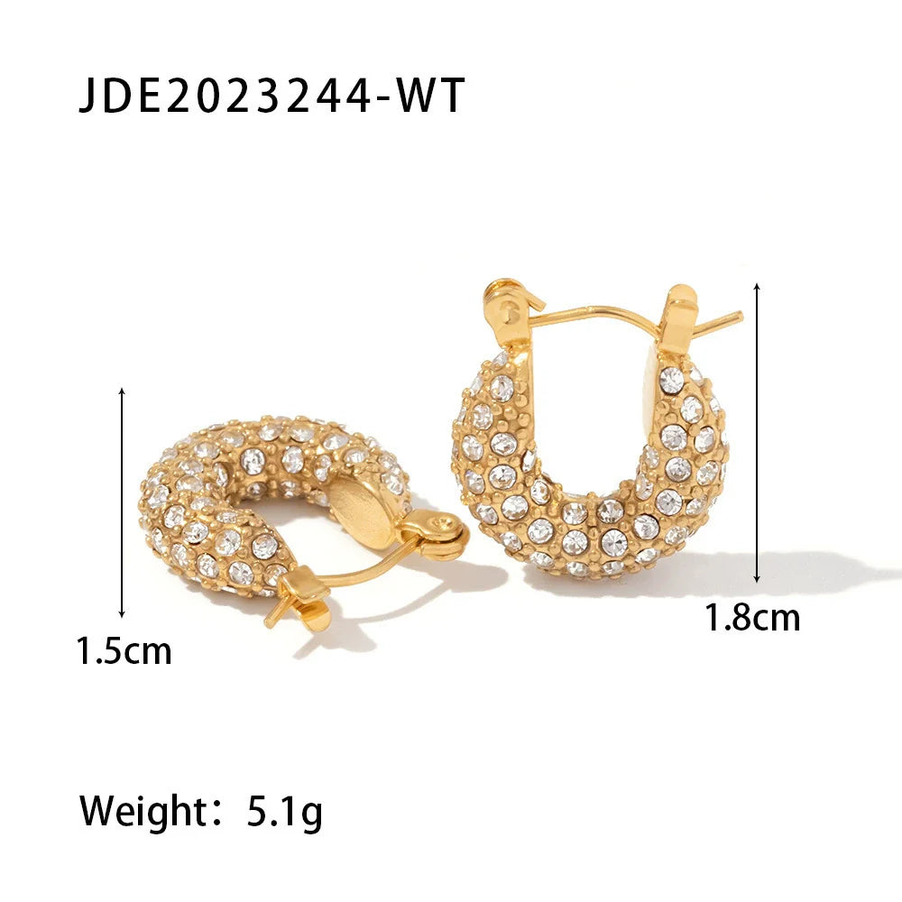 Ahlani Square Zirconia Hoop Earrings - Clear Zirconia
