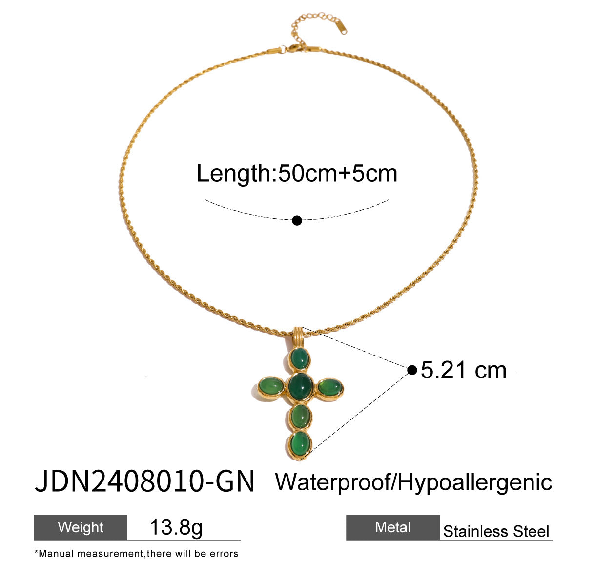 Jordana Cross Stone Jewelry - JDN2408010-GN [UJFOXI7N]