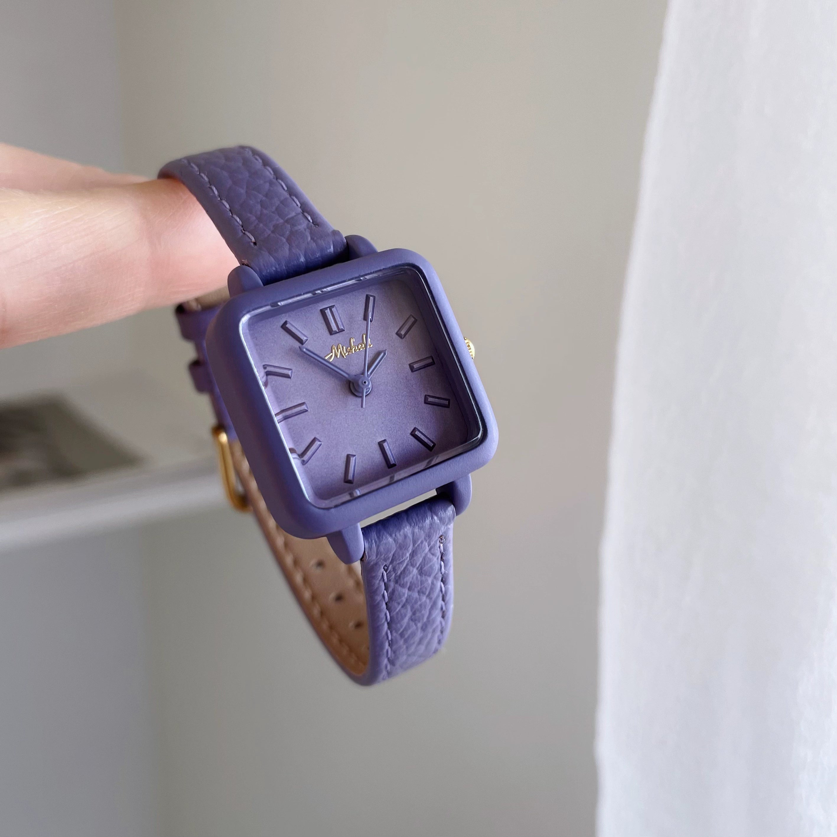 Laynie Vibrant Square Leather Watch - Berry Purple [T1JECJRN]