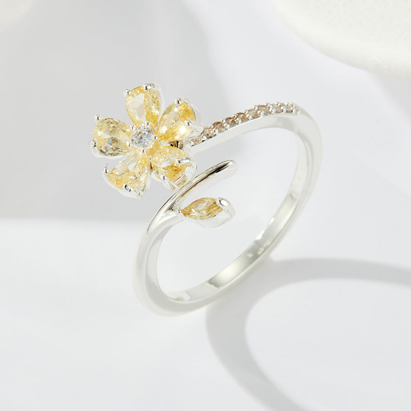 Zadie Floral Zircon Open Ring - Rose Gold [YH2EZO1Q]