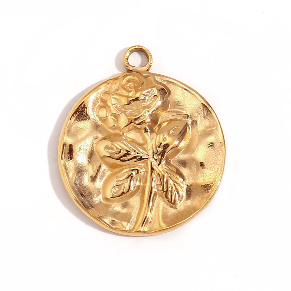 Kalayah Geometric Celestial Charms - Irregular Hammered Rose Pendant [JCKQDZ4J]