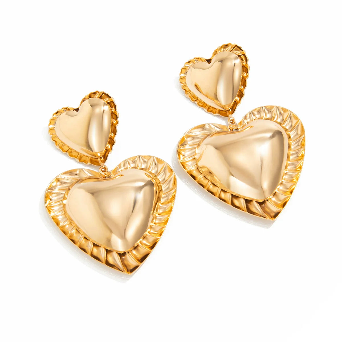 Paizlee Metallic Ruffle Heart Earrings - Gold