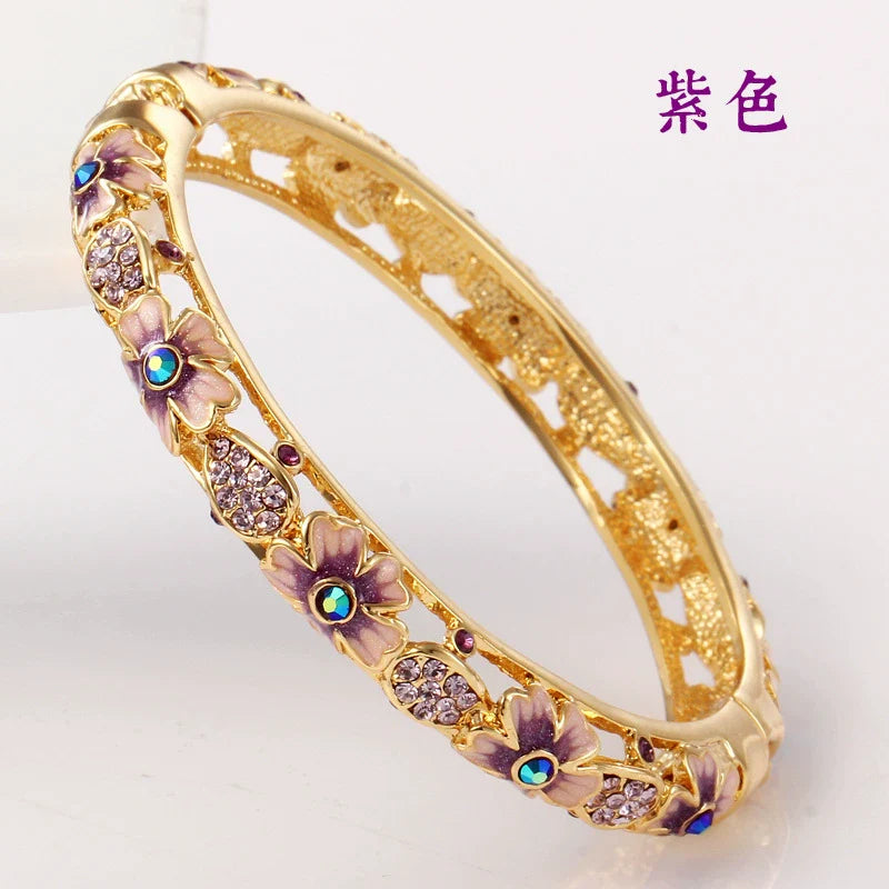 Joanne Filigree Crystal Bangle - Purple