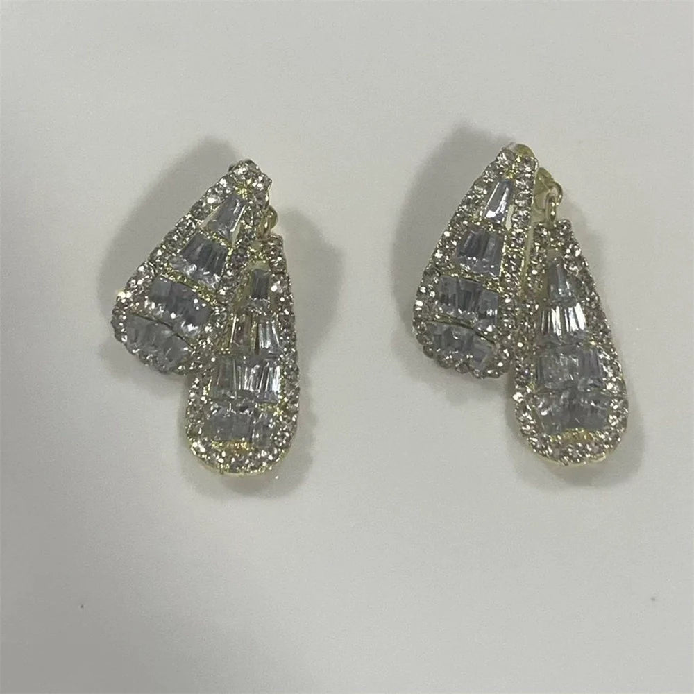 Aylin Geometric Zircon Earrings - Gold Plated