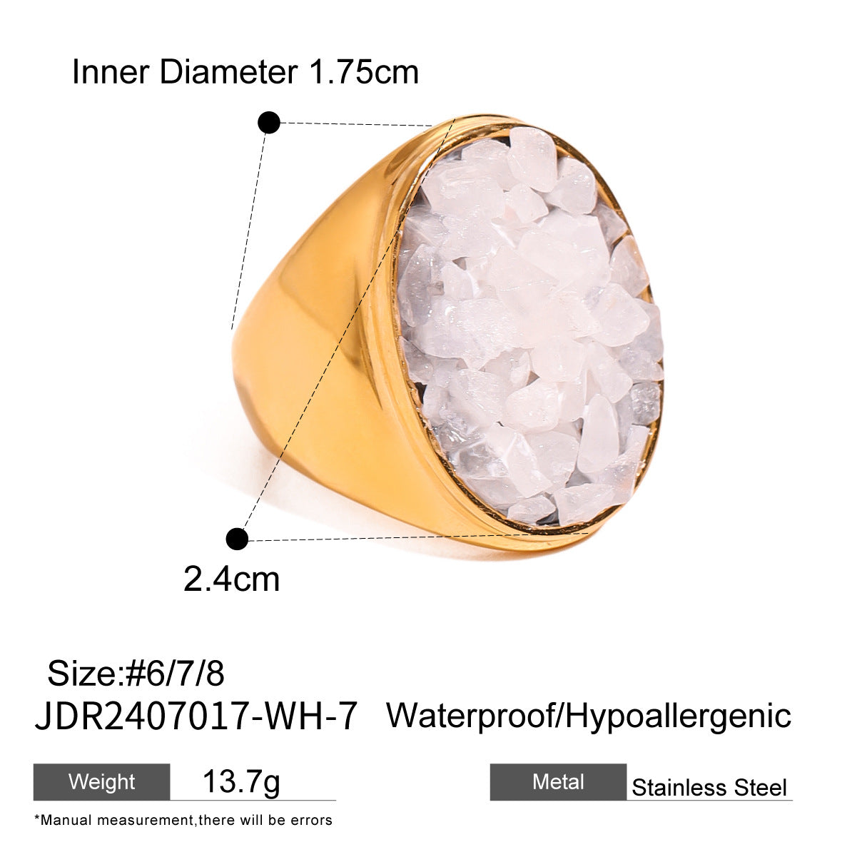 Khaliya Chunky Natural Ring - White [EDHAG8BB]