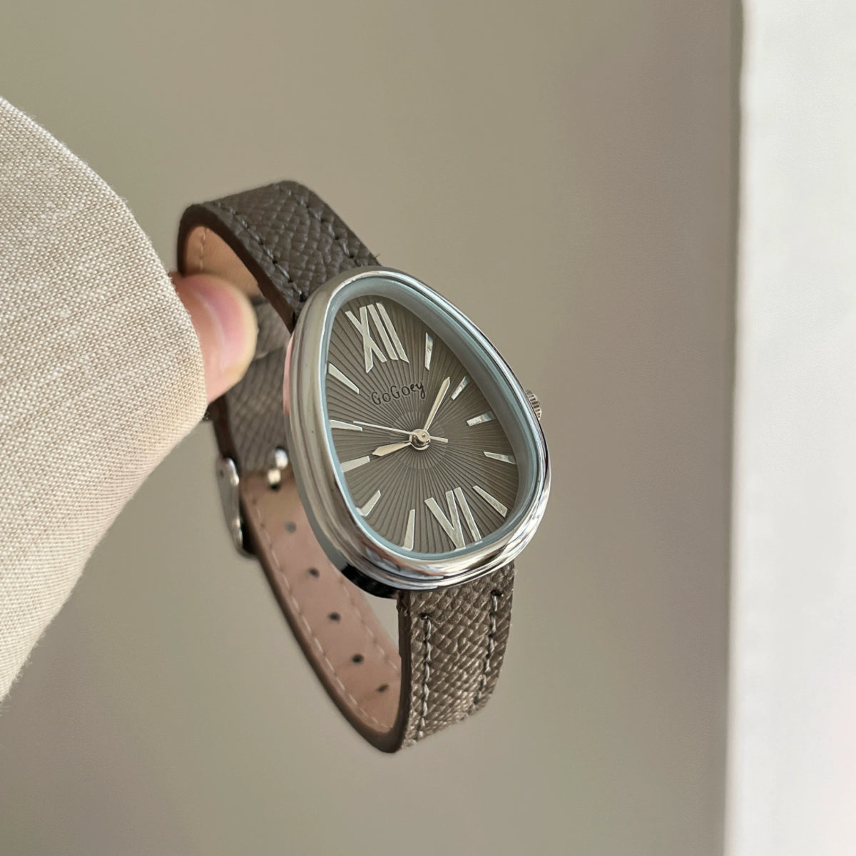 Kenadie Vintage Snake Head Watch - Elephant Grey Leather Strap [9WPQ73BX]
