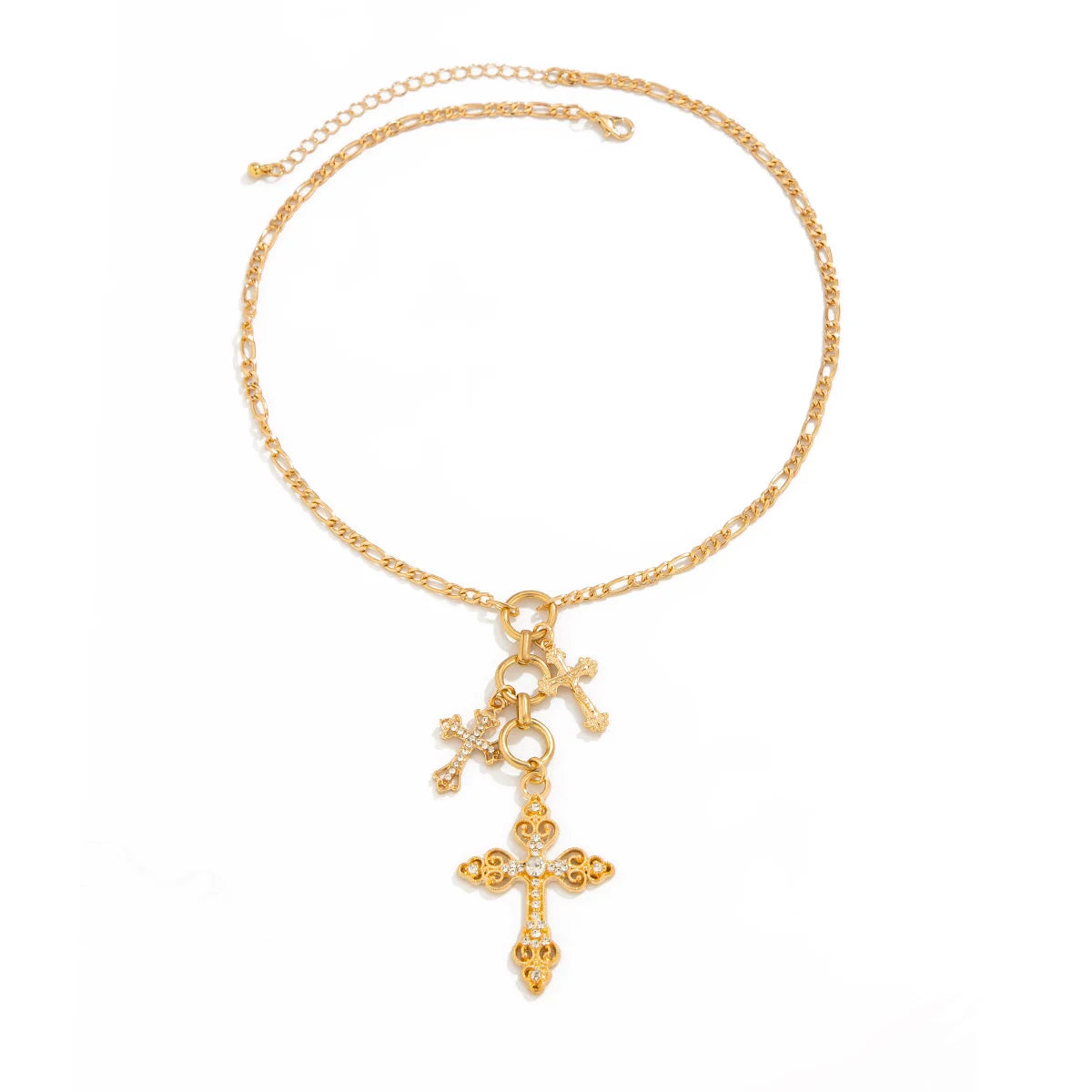 Aundrea Gold Tassel Cross Necklace - Gold