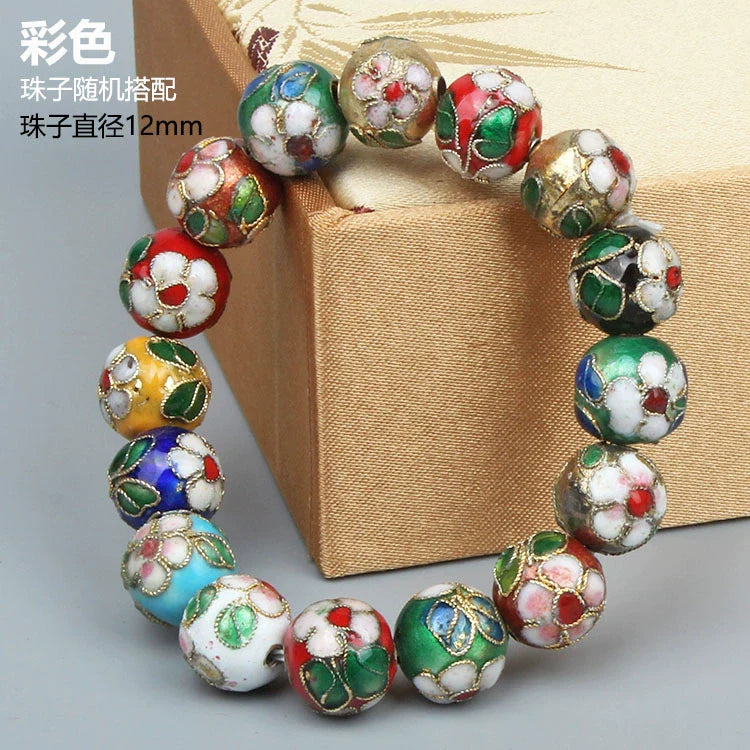 Azuri Enamel Filigree Bracelet - Multicolor 1.2cm (16 beads)
