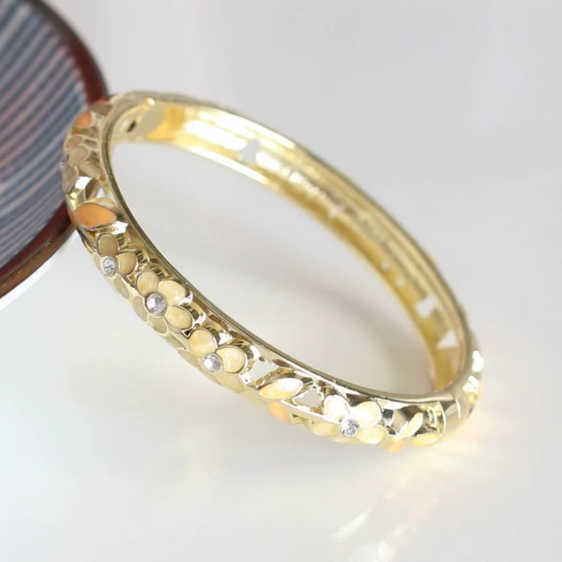 Weslynn Cloisonné Floral Bracelet - Yellow D-Style [DR3YIKJL]