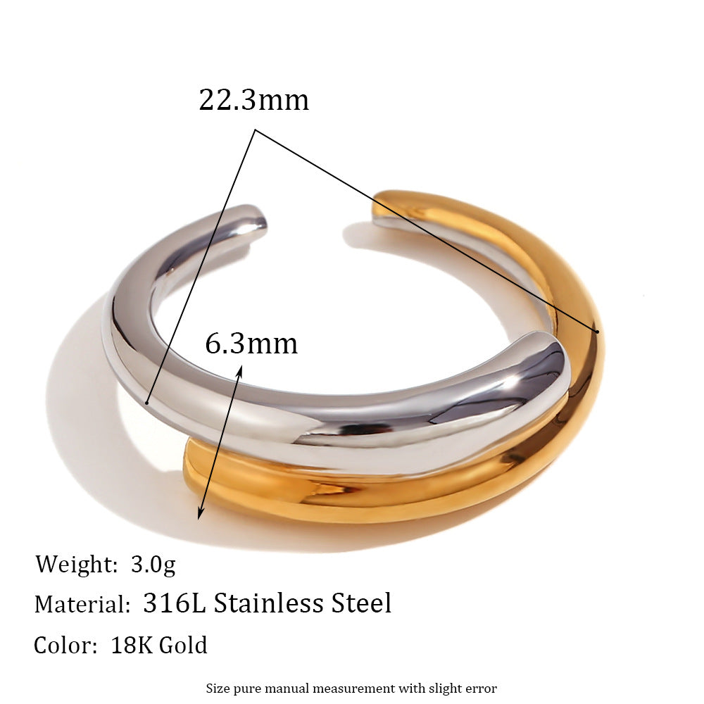 Jamia Two-Tone Intertwined Bracelet - Double-Layer Intertwined Open Ring - Two-Tone [UVFDDQC5]