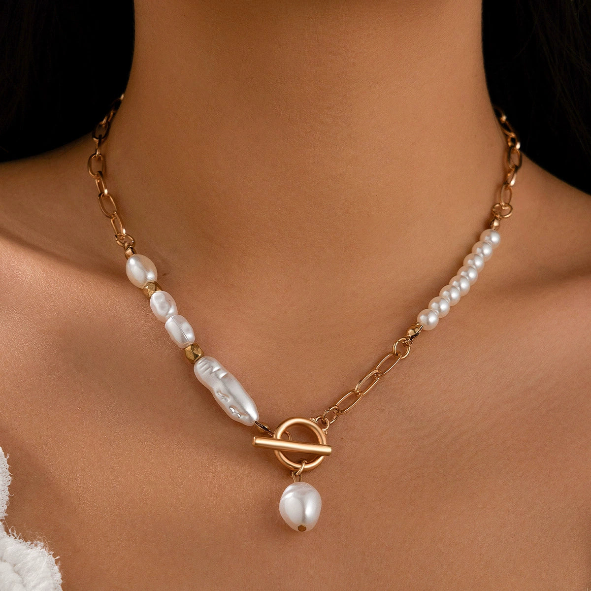 Kamilah Baroque Pearl Jewelry Set - Necklace Gold [8W28NV9H]