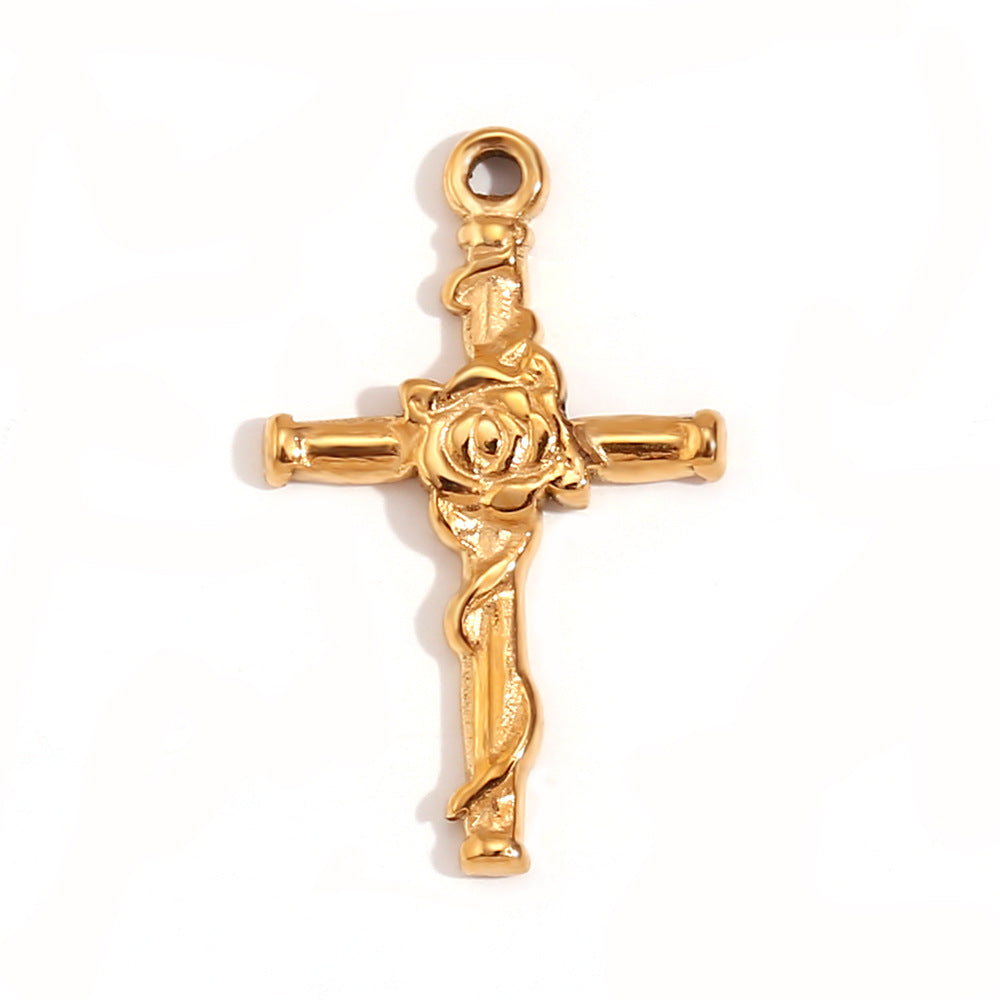 Kalayah Geometric Celestial Charms - Rose on Cross Pendant [XRT79MX9]