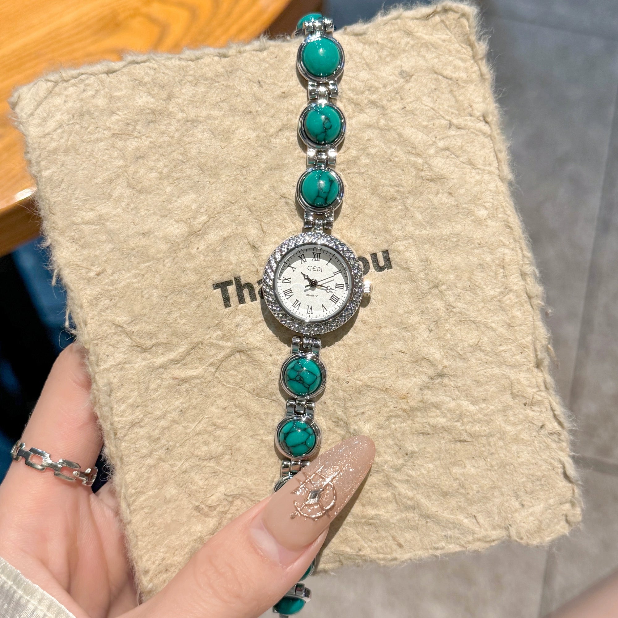 Jasper Pearl Bracelet Watch - Forest Green [5YH58WLN]