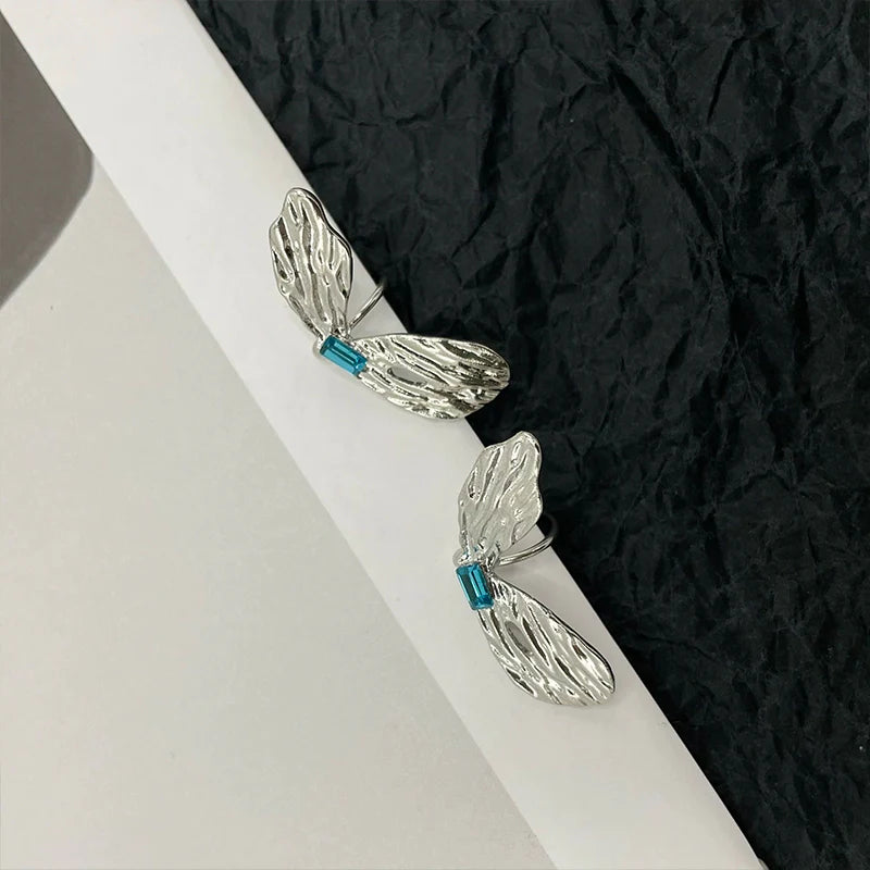 Lillianne Butterfly Ear Cuff - Green Rhinestone Ear Cuff (Pair)