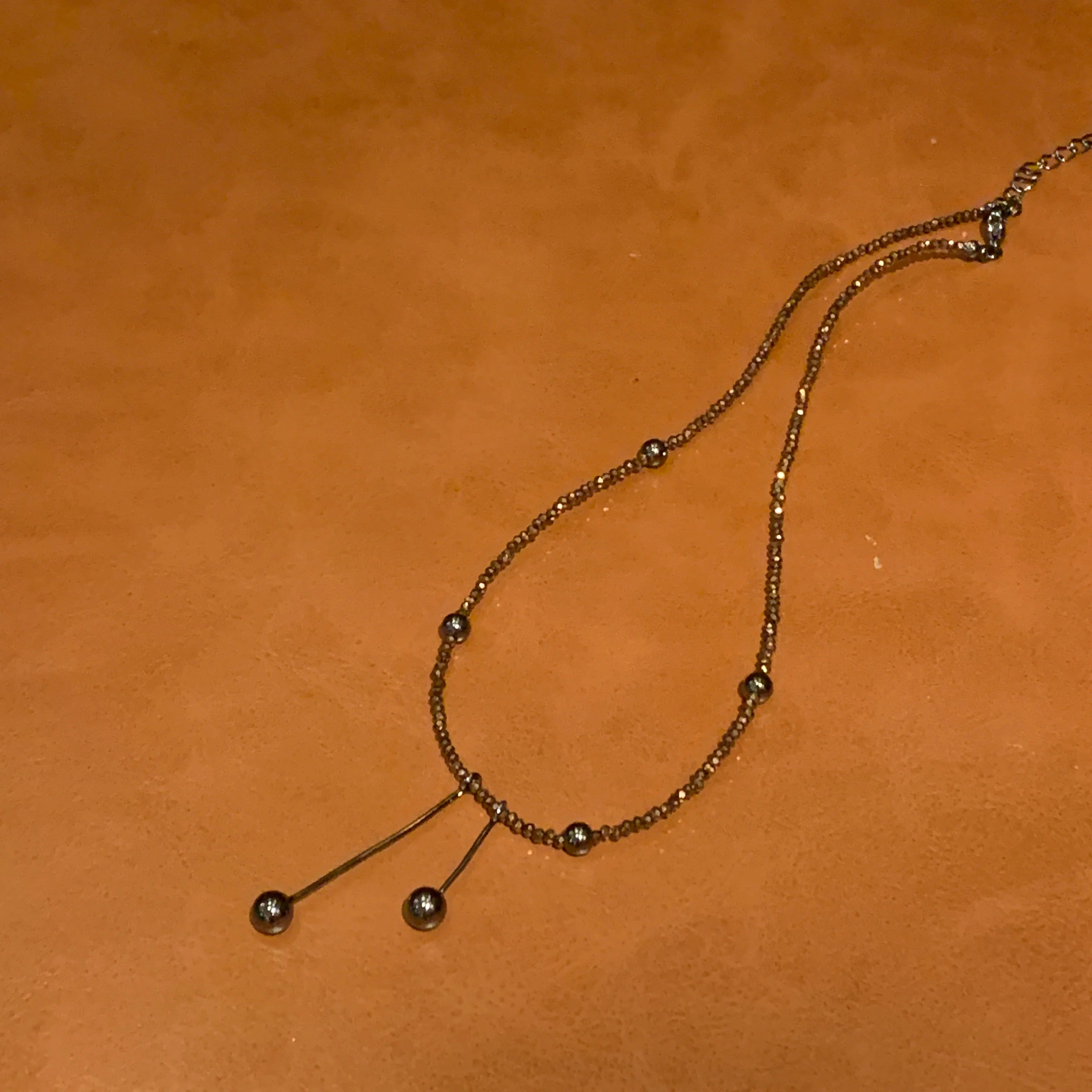 Yaneth Coffee Crystal Necklace - Coffee Beaded Necklace 38+5cm