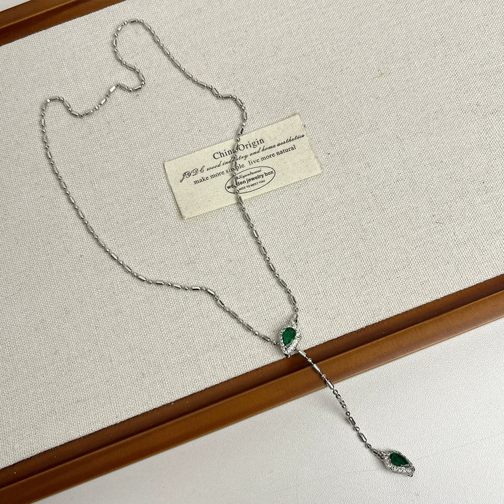 Caleigh Serpent Charm Necklace - Green [GM48UVMP]