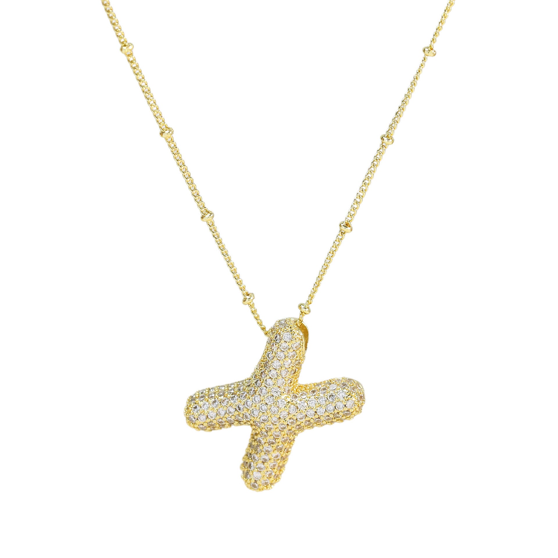 Fynlee Bubble Initial Necklace - Gold X [UT0V8M9Q]