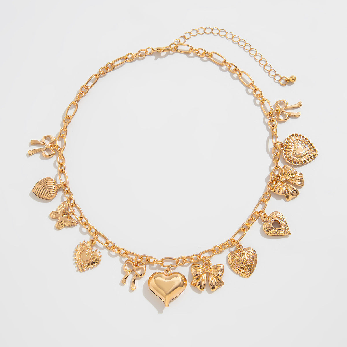 Jayne Heart Bow Tassel Necklace - Gold [KTTG0ATU]