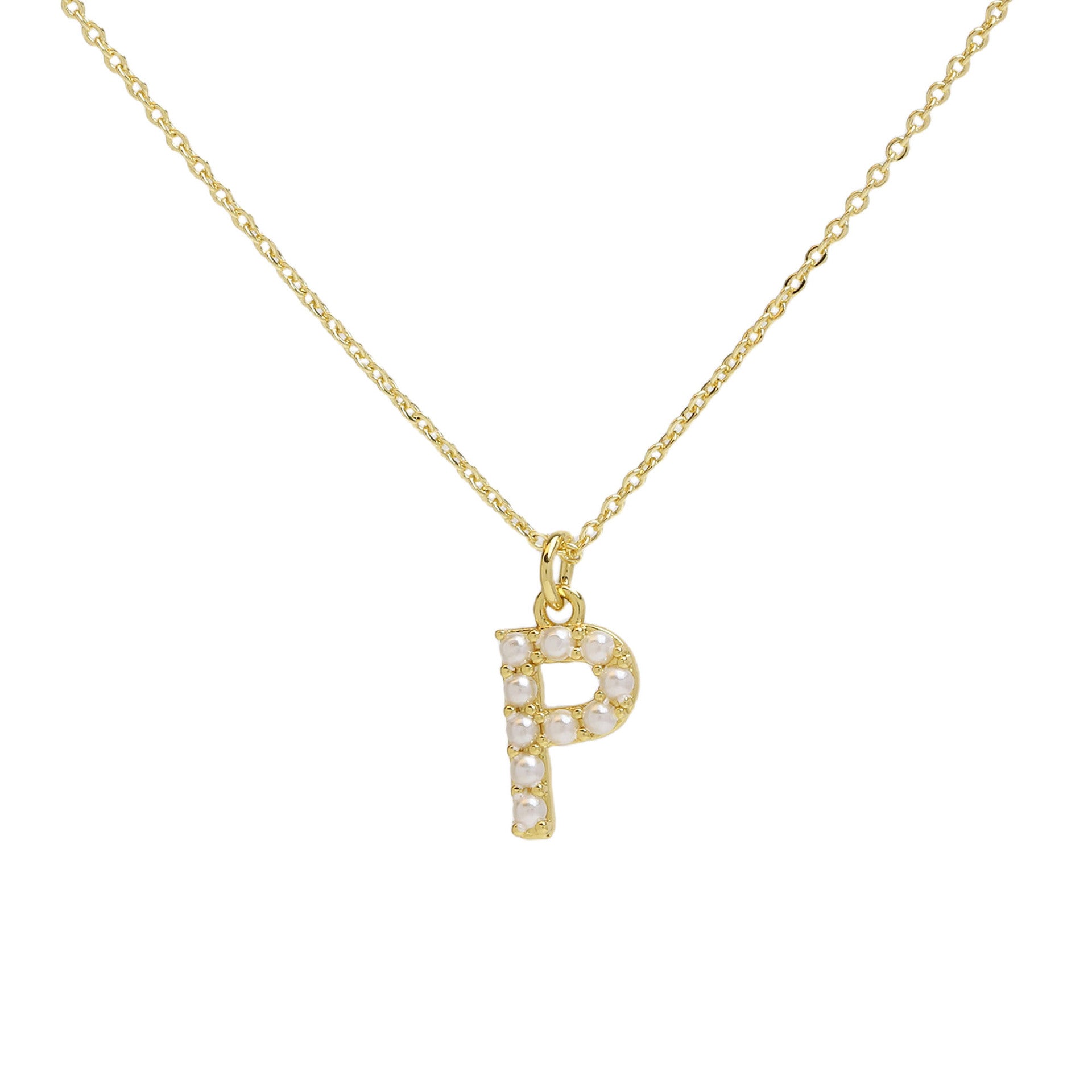 Ayaana Pearl Initial Necklace - Initial P [GMWAMMOO]