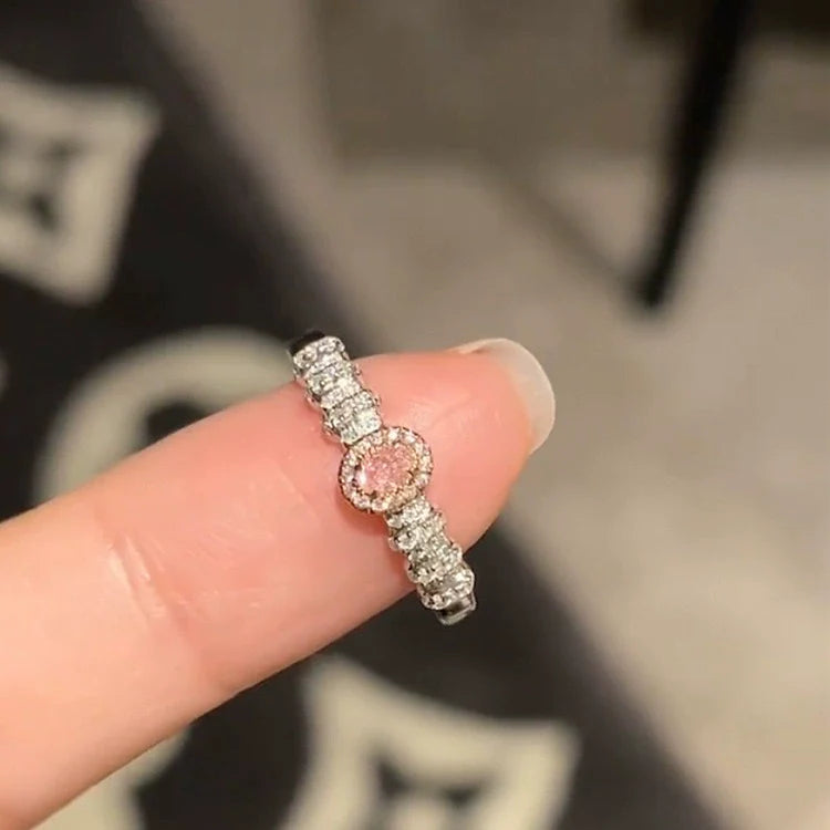 Chanel Sparkle Zirconia Rings - Oval Pink Diamond Ring