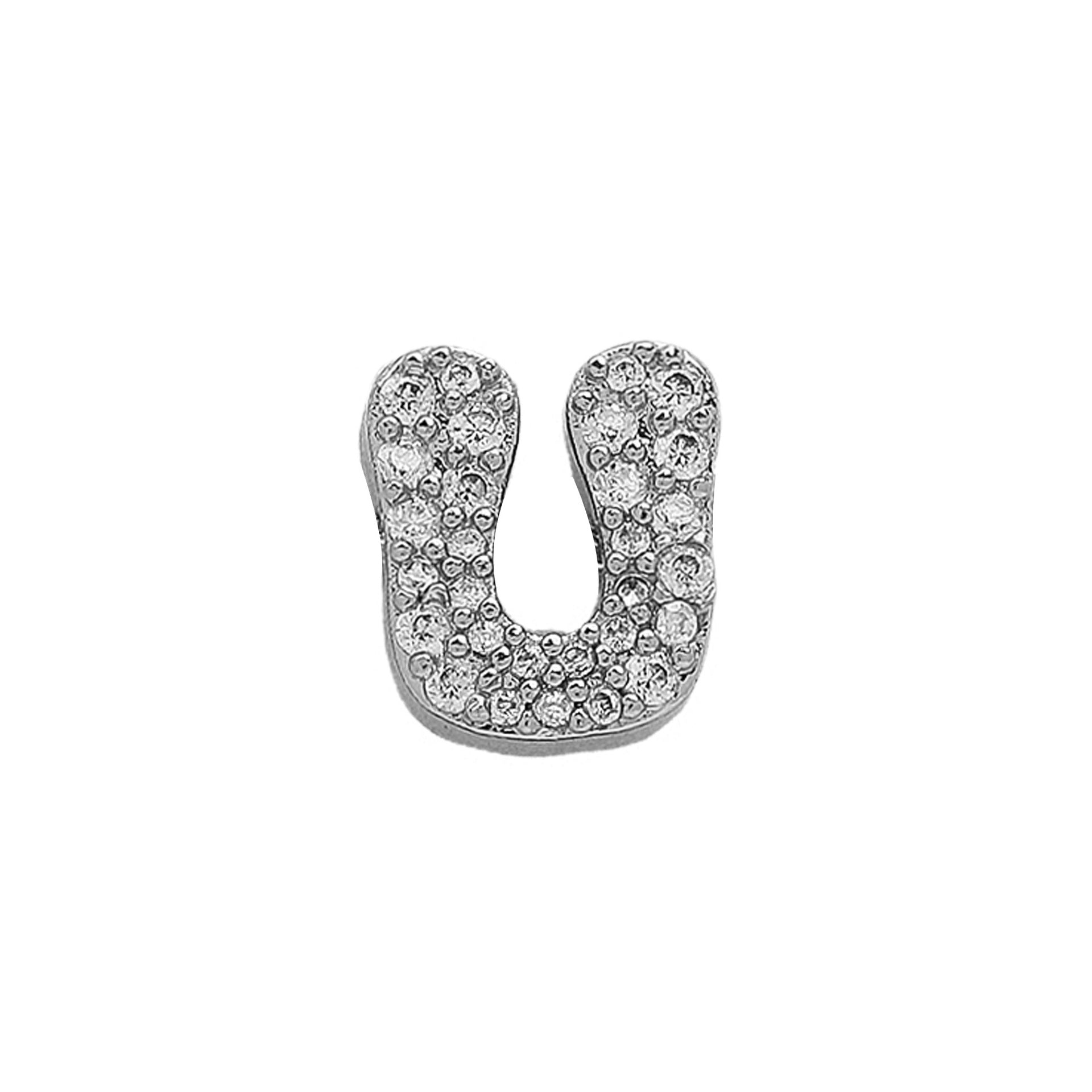 Abella Dainty Initial Jewelry - Silver U Initial Pendant [K9EYROX3]