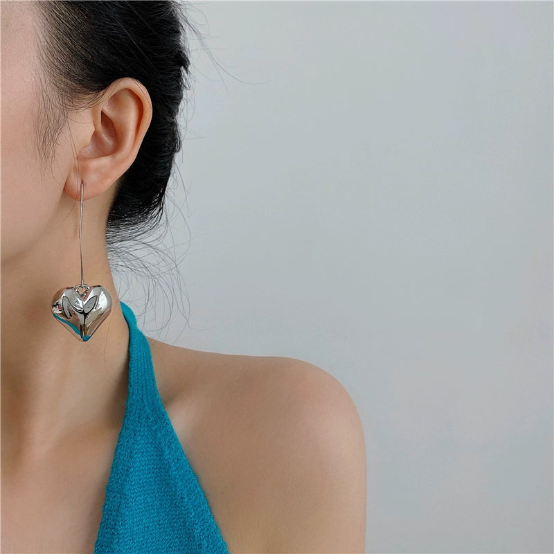 Bennett Molten Heart Earrings - Silver Heart Ear Hook [A5H03T5B]