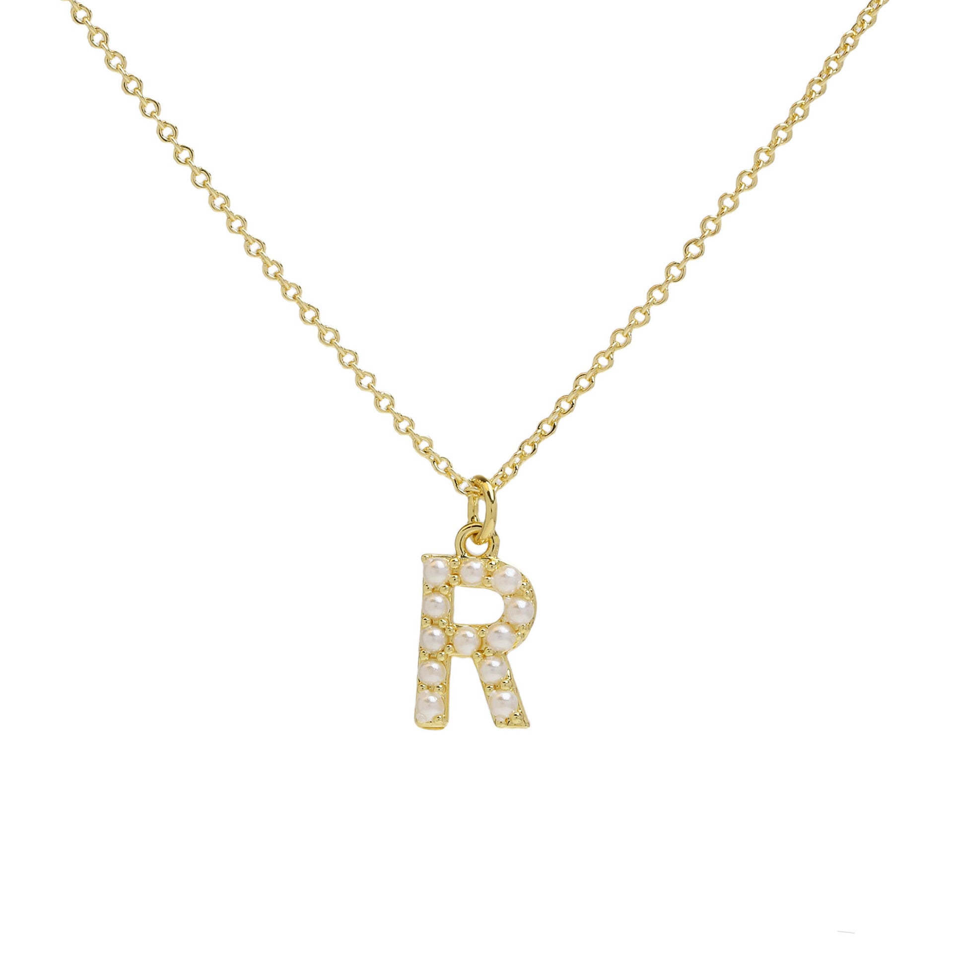 Ayaana Pearl Initial Necklace - Initial R [EA3FAQ3H]