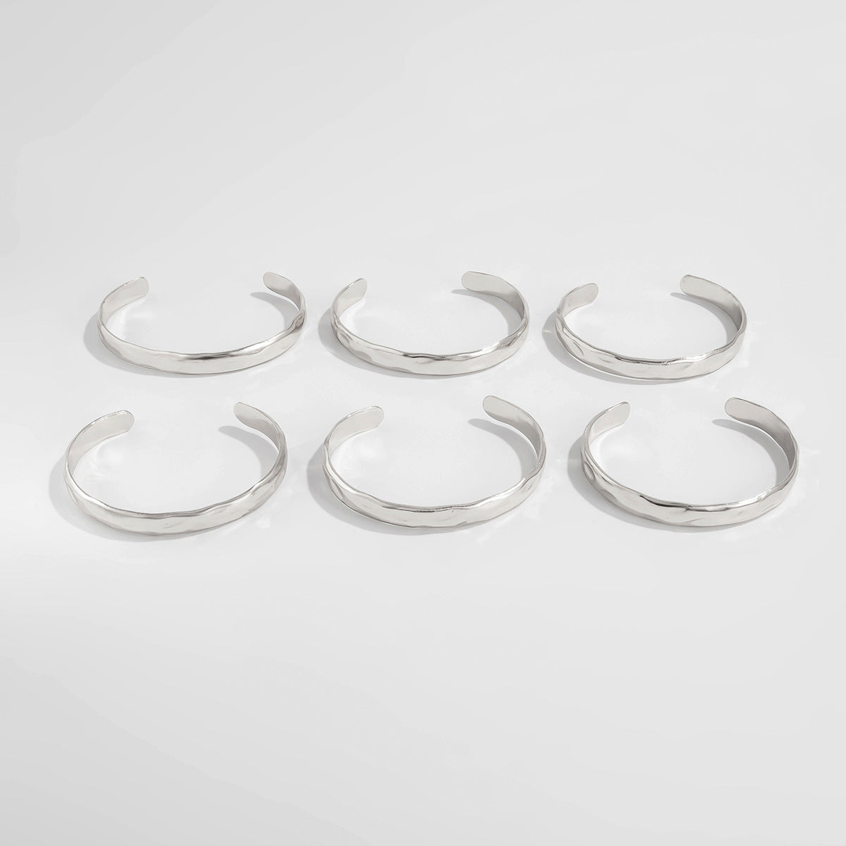 Meryem Irregular Geometric Bangle Set - Style 6231 Silver [6LIVNFED]