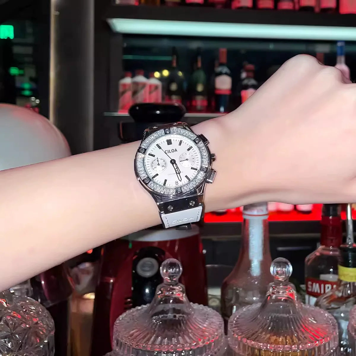 Aylee Elegant Leather Watch - White