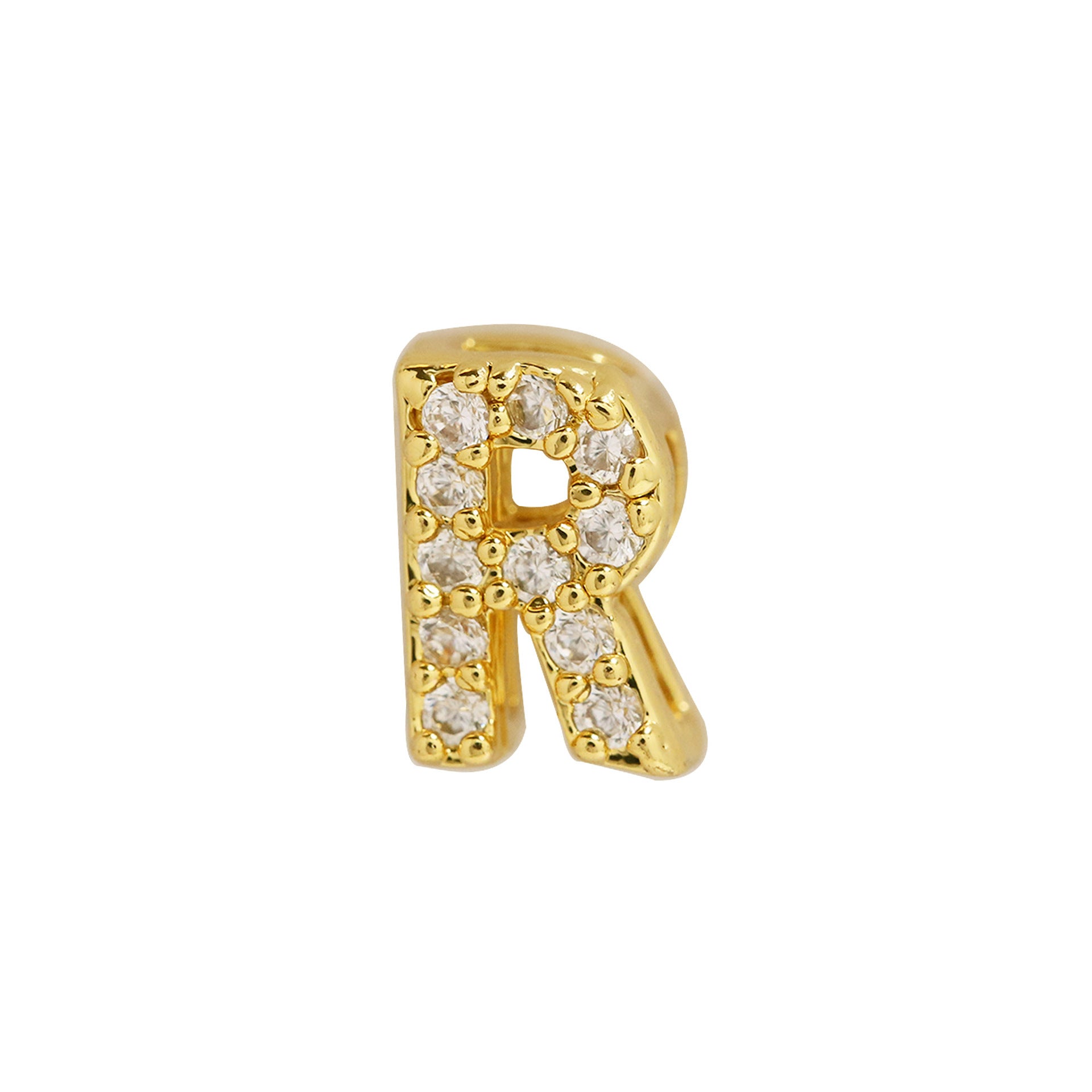 Leyna Gold Zircon Initial Necklace - R [TN0UCGBZ]