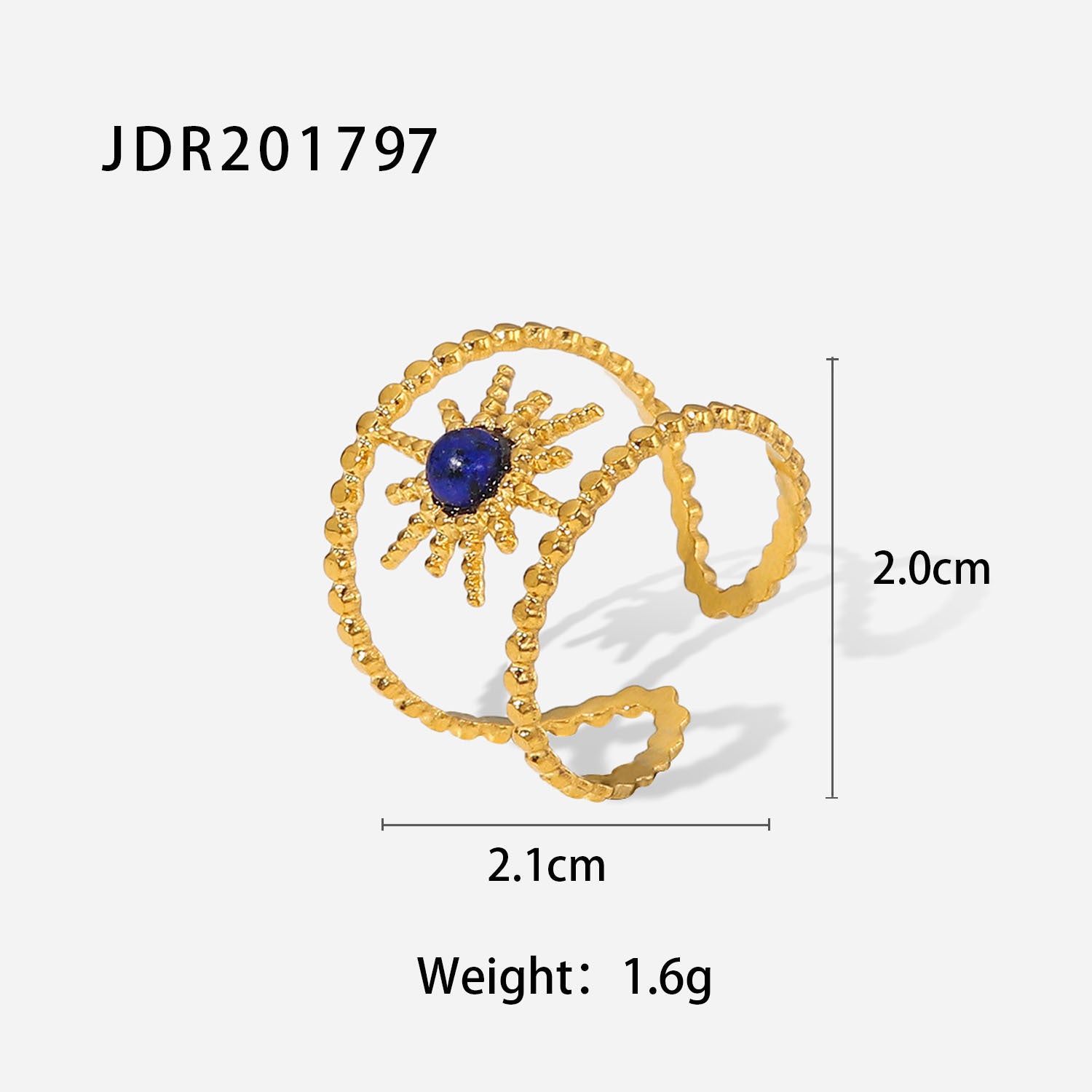 Grey Statement Gemstone Ring - JDR201797 [5K1FJ78X]